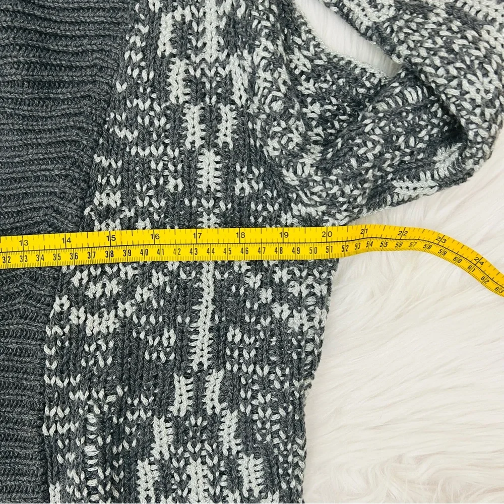 NWT! Talbots Mid Length Wool Blend Chunky Knit Geometric Gray Metallic Thread - Picture 8 of 12